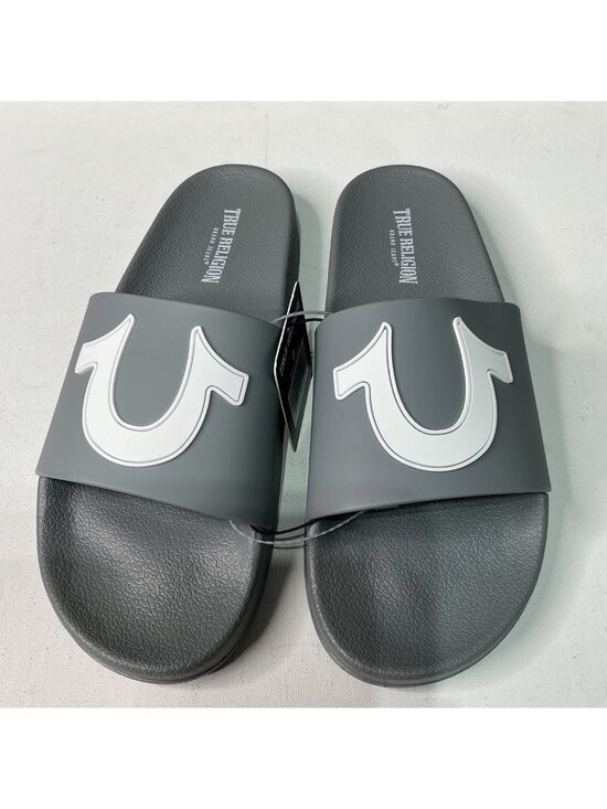 True Religion Men\'s Grey Logo Slides Size 8 Comfortable Casual Sandals main image 5